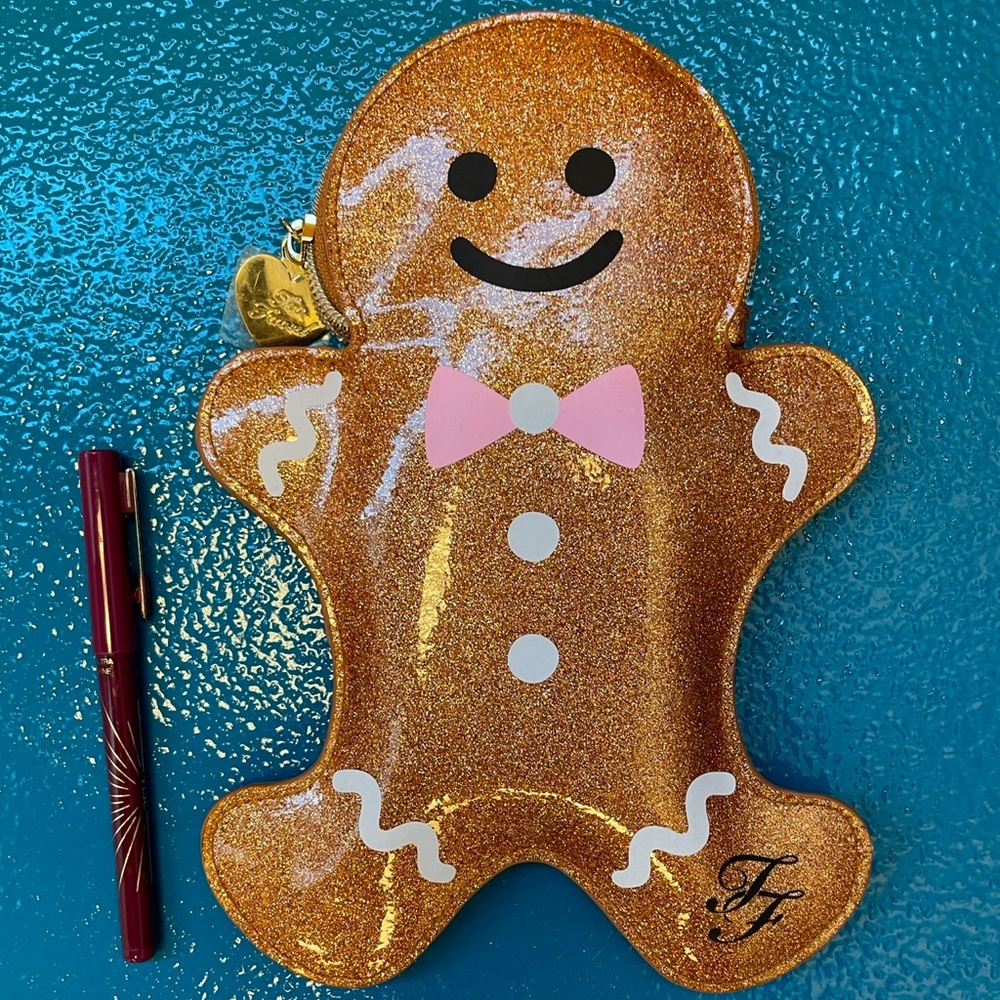 Too Faced Bronzed & Kissed Gingerbread Man Makeup Bag- Cosmetic Bag- New, HTF